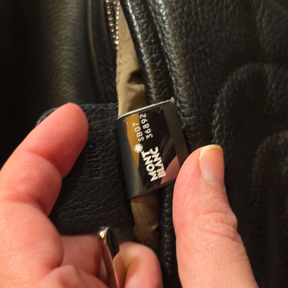 Mont Blanc Black Leather Shoulder Bag - Picture 7 of 8